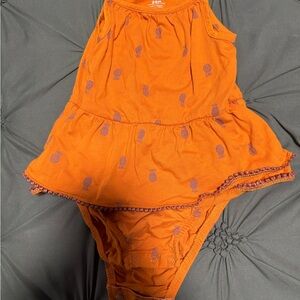 Orange Baby Dress with Pineapple Print